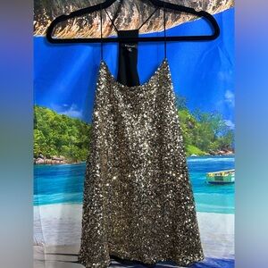 Gold and Black Sequin Party Top